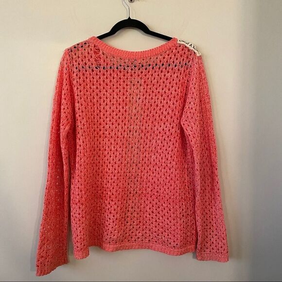 Hinge-Pink/Cream Mixed Knit Pullover Sweater - Picture 2 of 10